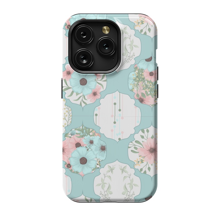 iPhone 15 Pro StrongFit BLUE FLORAL PATCHWORK  by MALLIKA
