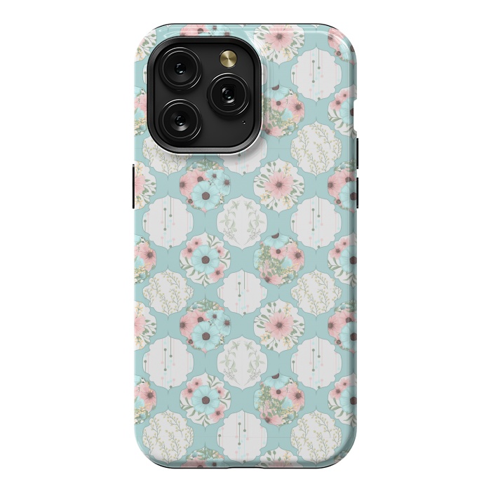 iPhone 15 Pro Max StrongFit BLUE FLORAL PATCHWORK  by MALLIKA