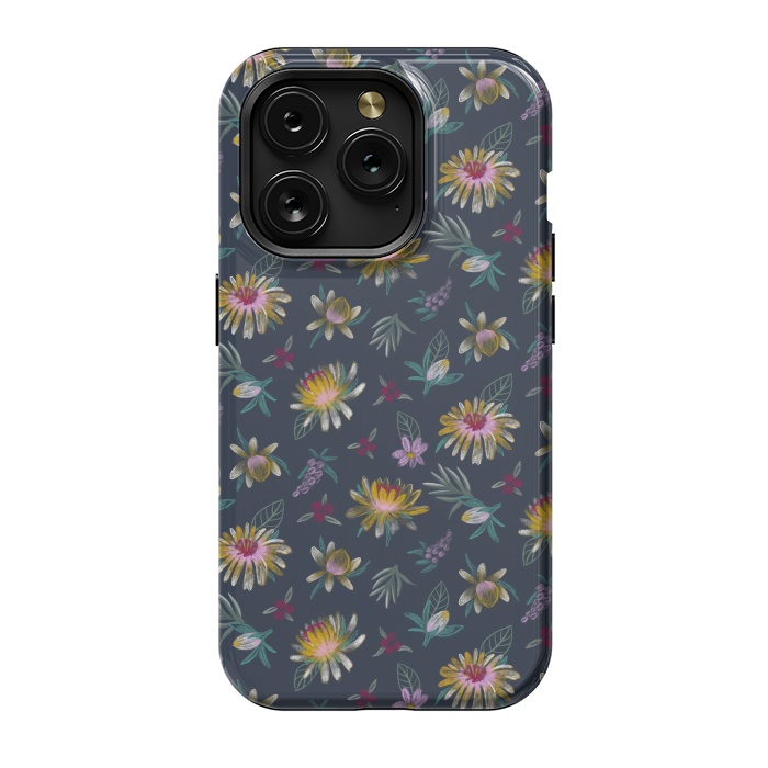 iPhone 15 Pro StrongFit Blue Floral by Tishya Oedit