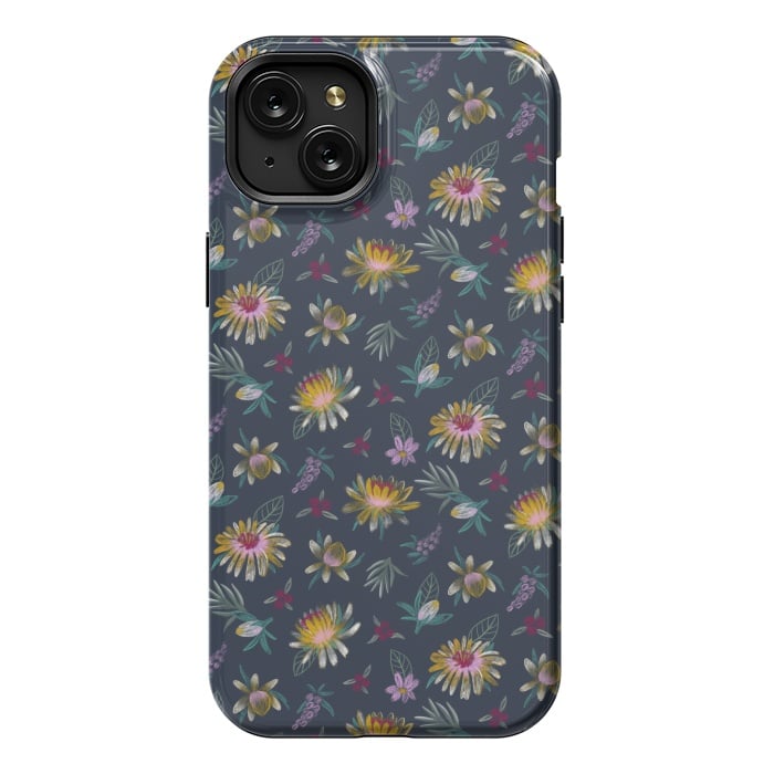 iPhone 15 Plus StrongFit Blue Floral by Tishya Oedit