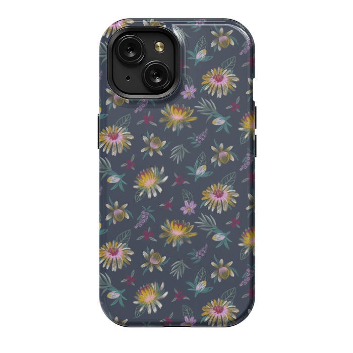 iPhone 15 StrongFit Blue Floral by Tishya Oedit