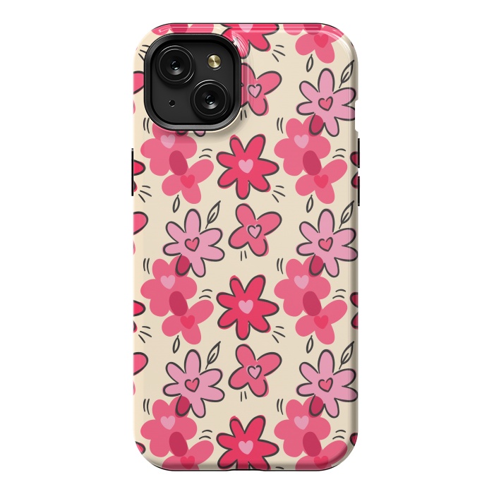 iPhone 15 Plus StrongFit FLORAL HEART PATTERN by MALLIKA