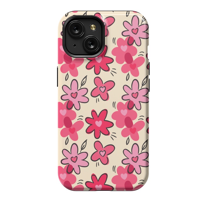 iPhone 15 StrongFit FLORAL HEART PATTERN by MALLIKA