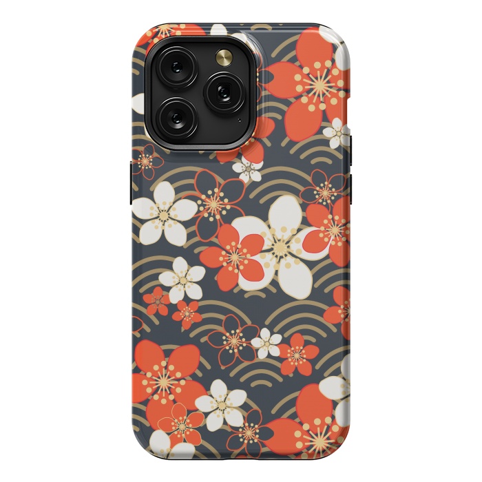 iPhone 15 Pro Max StrongFit white floral ethnic pattern 2  by MALLIKA