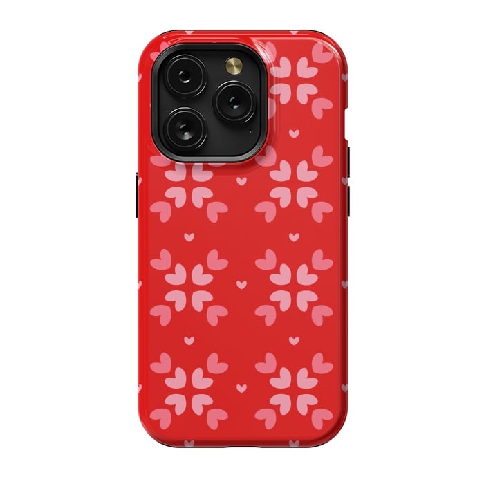 iPhone 15 Pro StrongFit cute hearts red pattern by MALLIKA