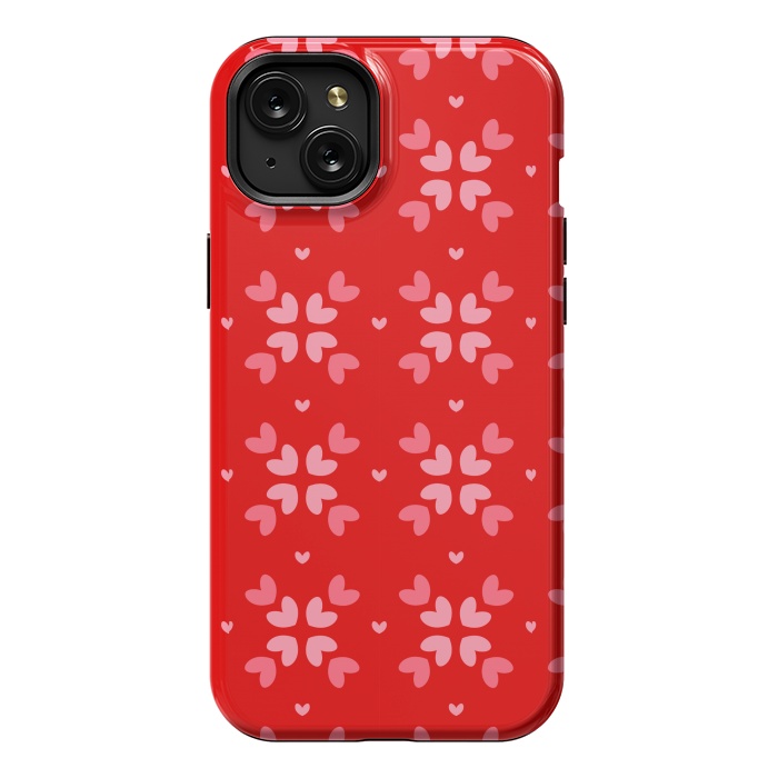 iPhone 15 Plus StrongFit cute hearts red pattern by MALLIKA