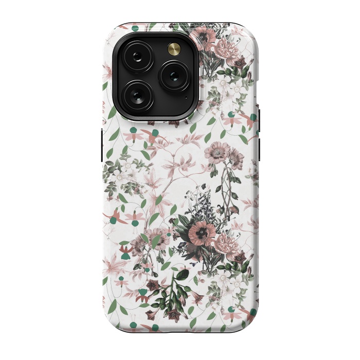 iPhone 15 Pro StrongFit Pastel pink wild flower meadow by Oana 