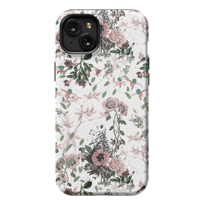 iPhone 15 Plus StrongFit Pastel pink wild flower meadow by Oana 