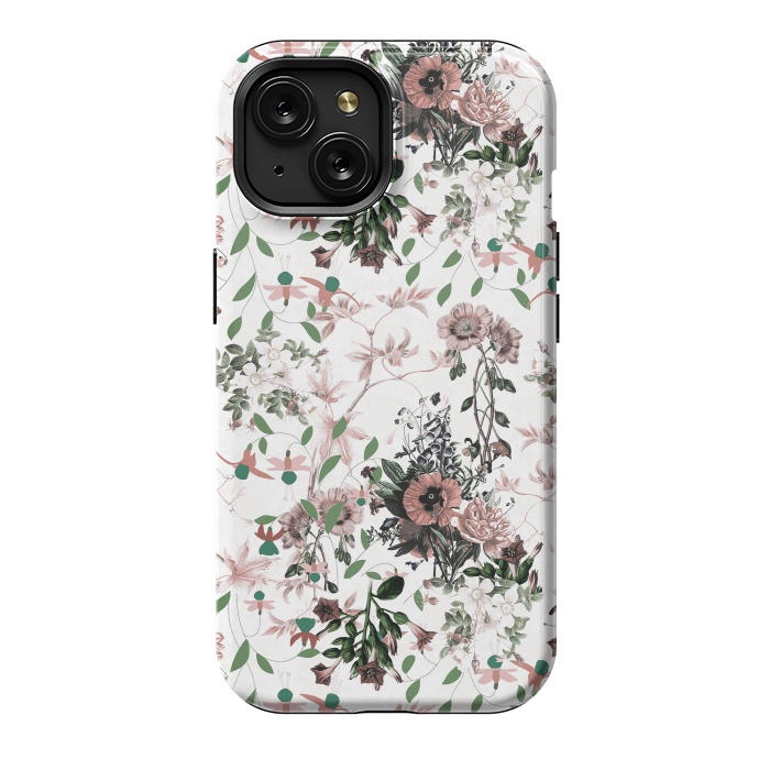 iPhone 15 StrongFit Pastel pink wild flower meadow by Oana 