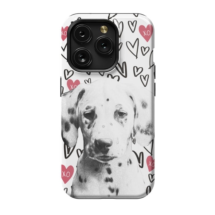 iPhone 15 Pro StrongFit Cute Dalmatian and hearts Valentine's day by Oana 