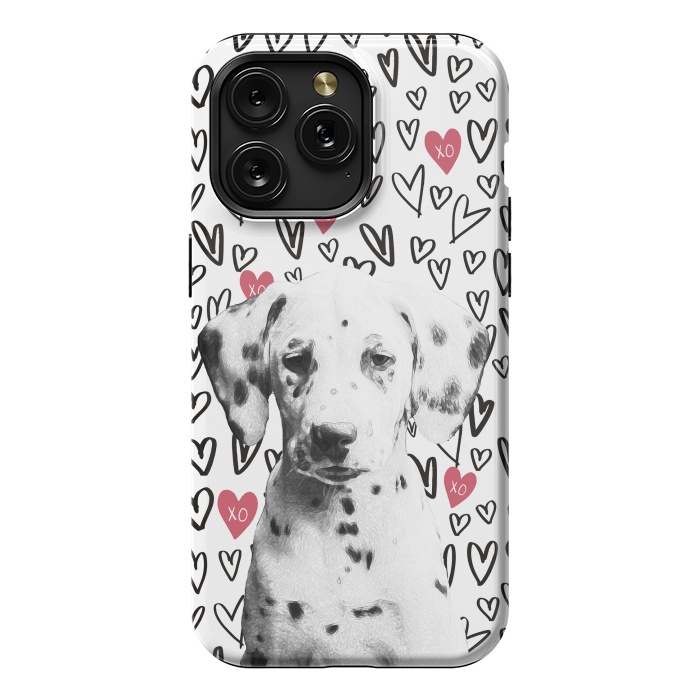 iPhone 15 Pro Max StrongFit Cute Dalmatian and hearts Valentine's day by Oana 