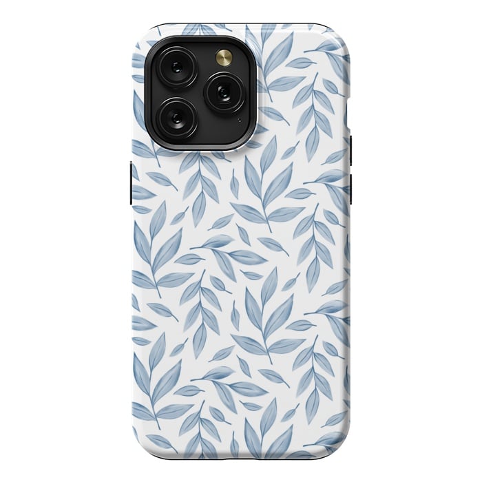 iPhone 15 Pro Max StrongFit blue leaves by Alena Ganzhela