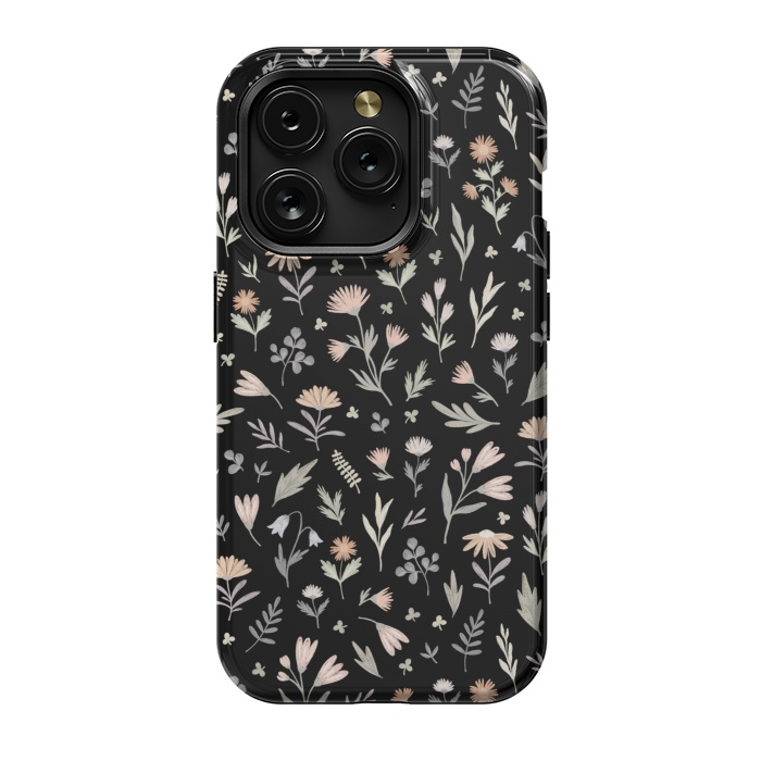 iPhone 15 Pro StrongFit gentle flora on a black by Alena Ganzhela