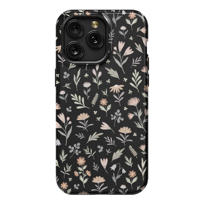 iPhone 15 Pro Max StrongFit gentle flora on a black by Alena Ganzhela