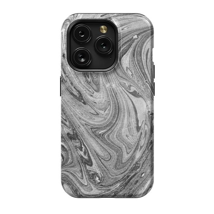 iPhone 15 Pro StrongFit Dark grey marble swirl by Oana 