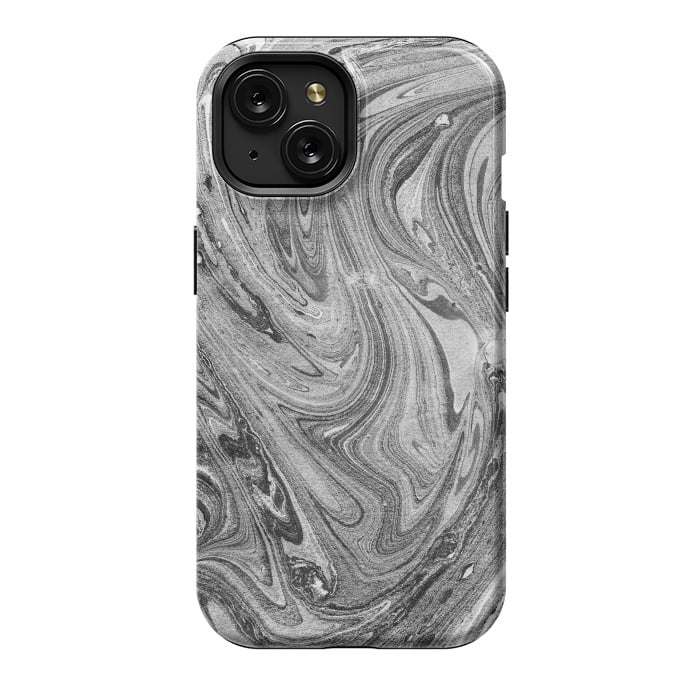 iPhone 15 StrongFit Dark grey marble swirl by Oana 