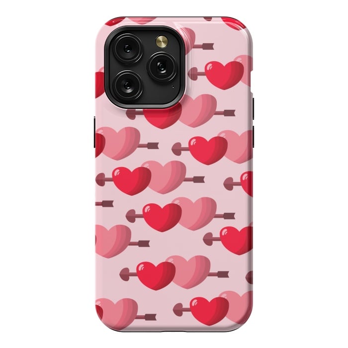 iPhone 15 Pro Max StrongFit pink red hearts pattern by MALLIKA