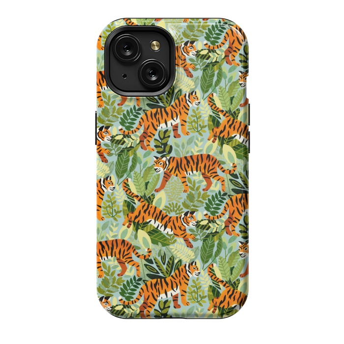 iPhone 15 StrongFit Bright Bangel Tiger Jungle  by Tigatiga