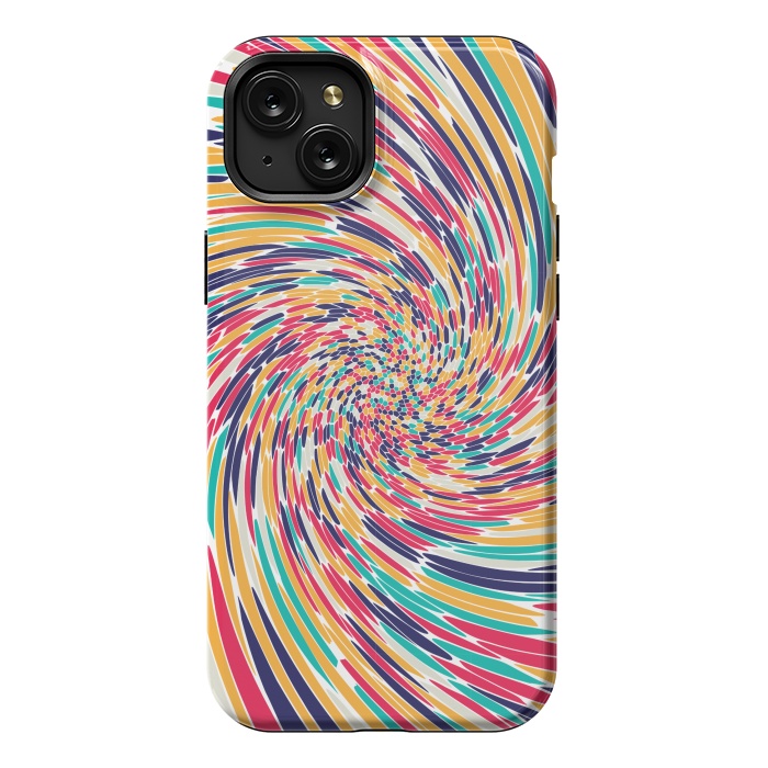 iPhone 15 Plus StrongFit multi colour spiral print 2 by MALLIKA