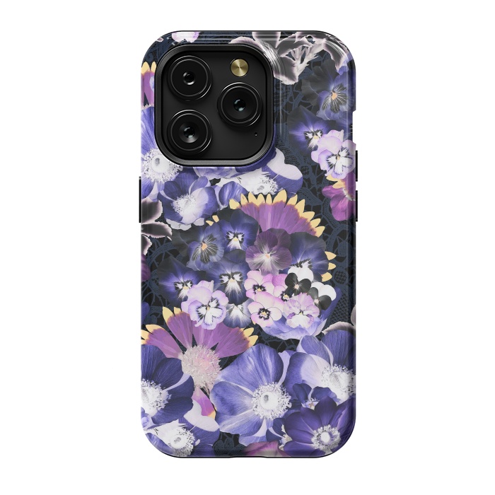 iPhone 15 Pro StrongFit Purple flowers collage by Oana 