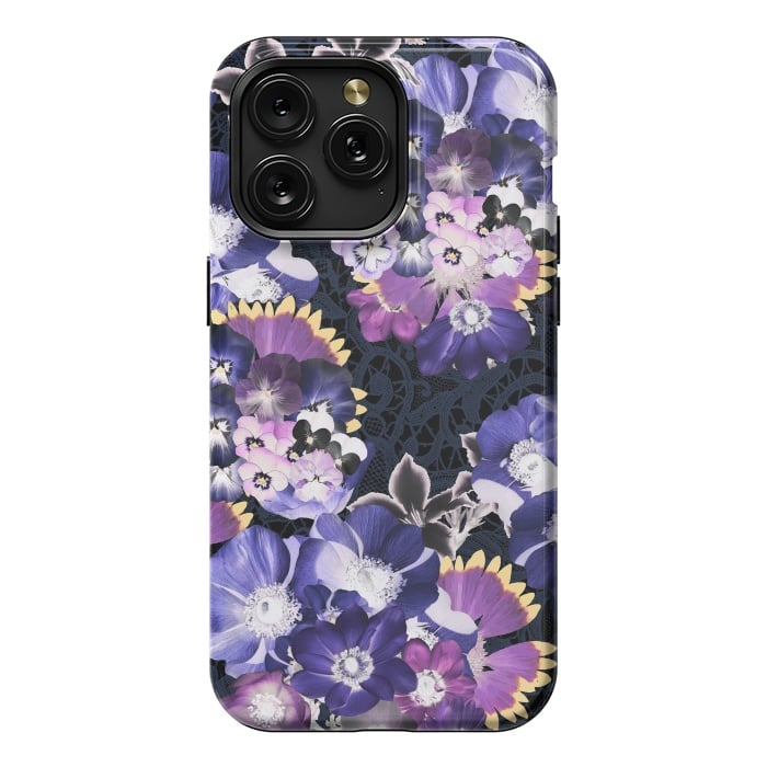 iPhone 15 Pro Max StrongFit Purple flowers collage by Oana 