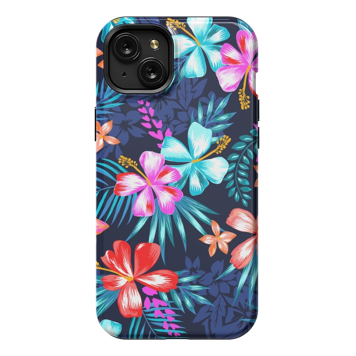 iPhone 15 Plus StrongFit Beautiful Tropical Design Leave and Flowers by ArtsCase