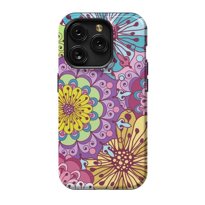 iPhone 15 Pro StrongFit Brightly Colored Flowers by ArtsCase