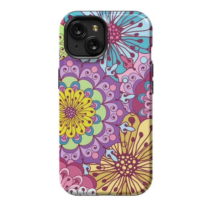 iPhone 15 StrongFit Brightly Colored Flowers by ArtsCase