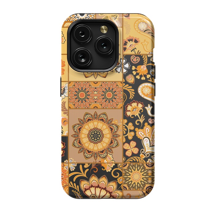 iPhone 15 Pro StrongFit Patchwork with Paisley and Mandala in Colorful by ArtsCase