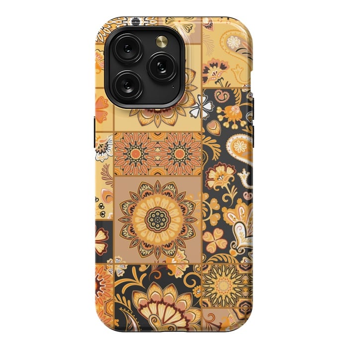 iPhone 15 Pro Max StrongFit Patchwork with Paisley and Mandala in Colorful by ArtsCase