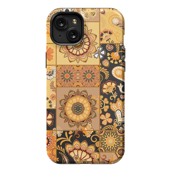 iPhone 15 Plus StrongFit Patchwork with Paisley and Mandala in Colorful by ArtsCase