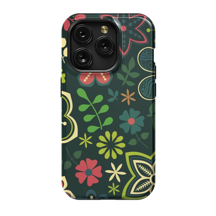 iPhone 15 Pro StrongFit Seamless Flowers and Birds by ArtsCase