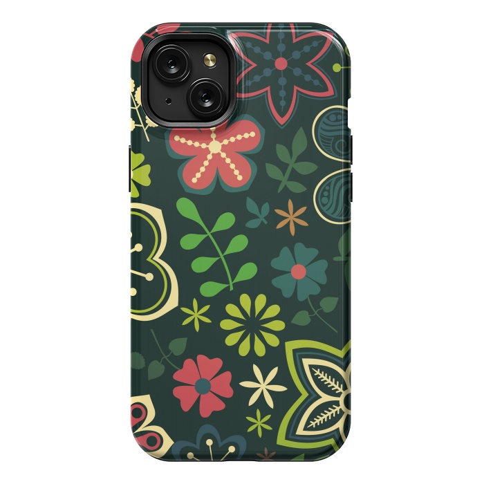 iPhone 15 Plus StrongFit Seamless Flowers and Birds by ArtsCase
