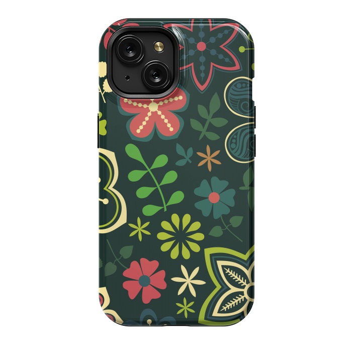 iPhone 15 StrongFit Seamless Flowers and Birds by ArtsCase