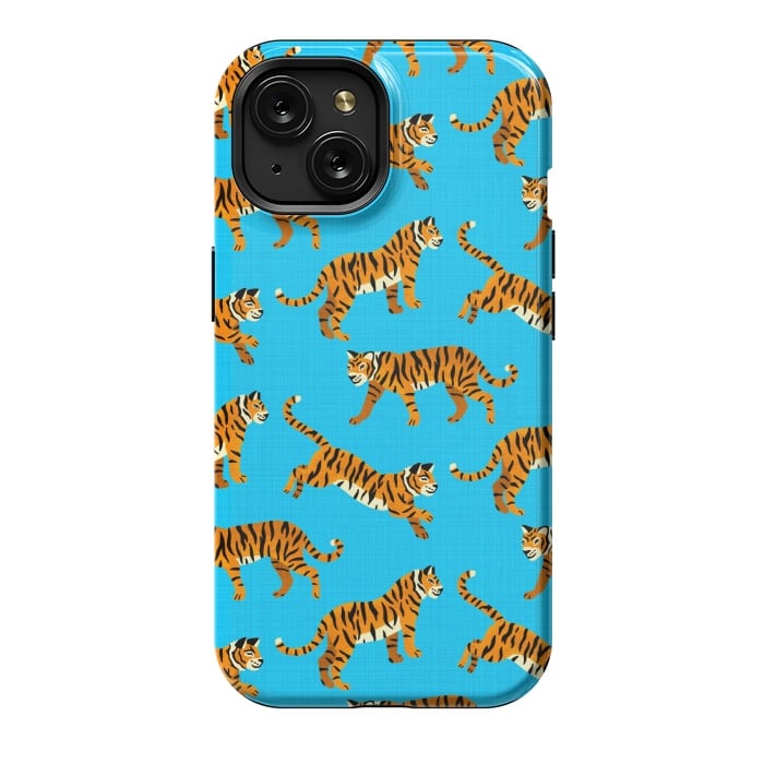 iPhone 15 StrongFit Bangel Tigers - Electric Blue  by Tigatiga