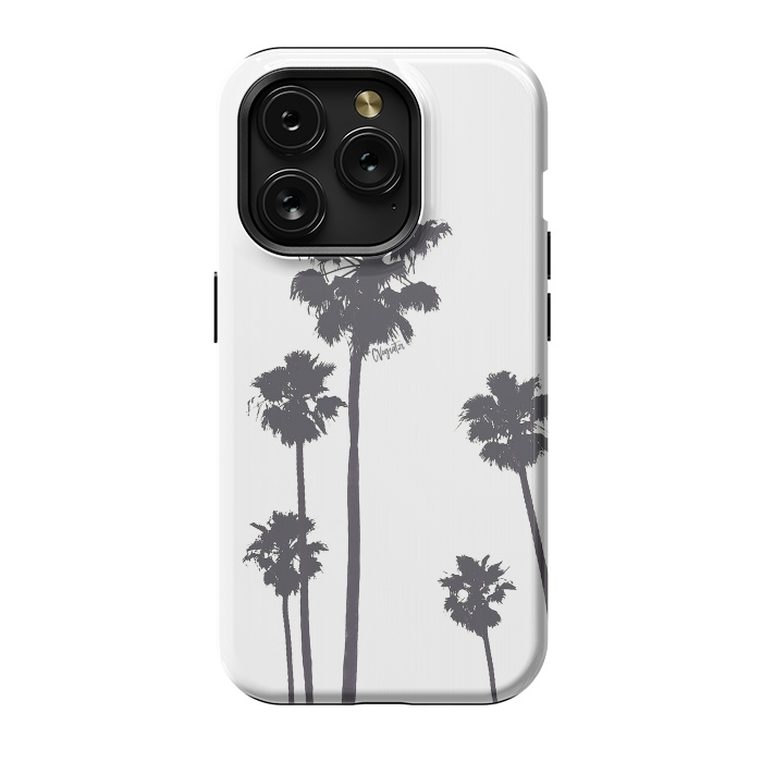 iPhone 15 Pro StrongFit Palms & Sunset-Minimal B&W by ''CVogiatzi.