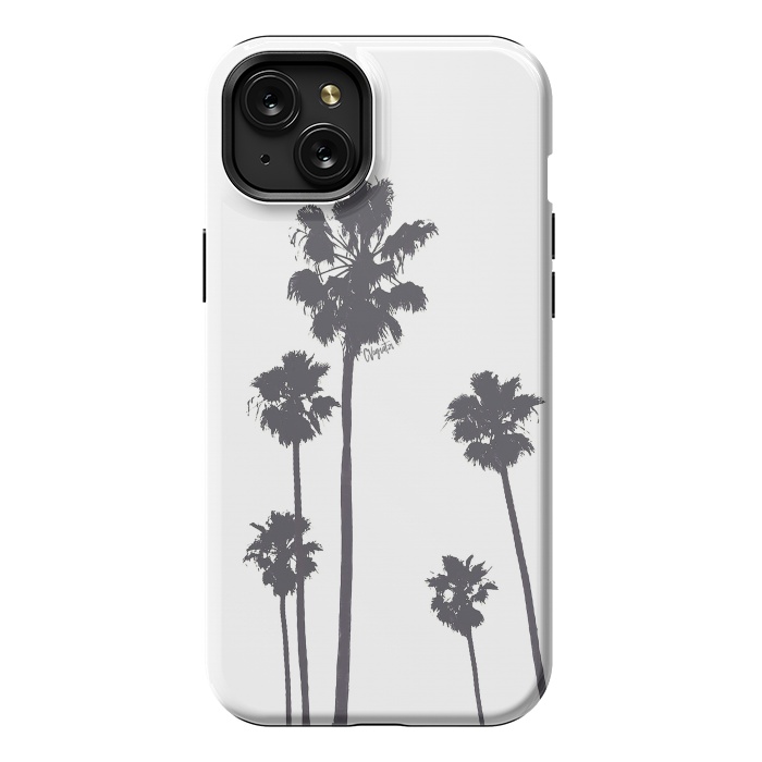 iPhone 15 Plus StrongFit Palms & Sunset-Minimal B&W by ''CVogiatzi.