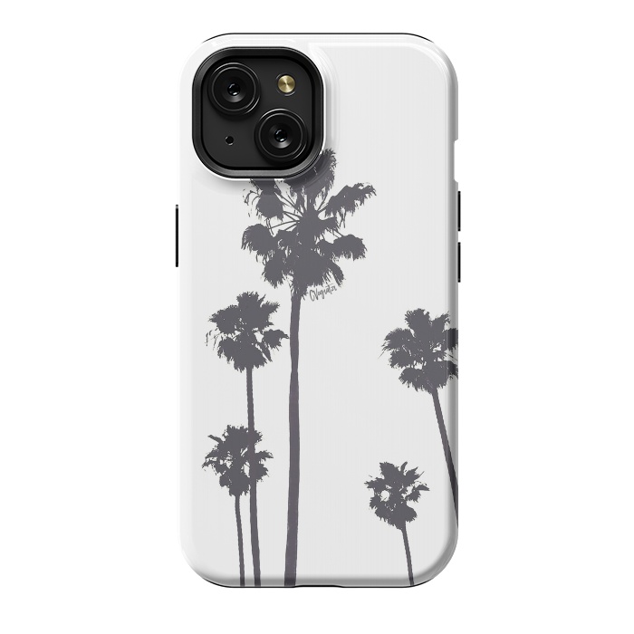 iPhone 15 StrongFit Palms & Sunset-Minimal B&W by ''CVogiatzi.