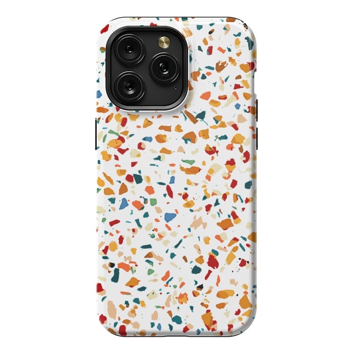 iPhone 15 Pro Max StrongFit Tan Terrazzo | Eclectic Quirky Confetti Painting | Celebration Colorful Boho Happy Party Graphic  by Uma Prabhakar Gokhale