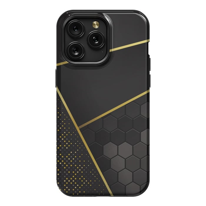 iPhone 15 Pro Max StrongFit black gold geometrical art by haroulita