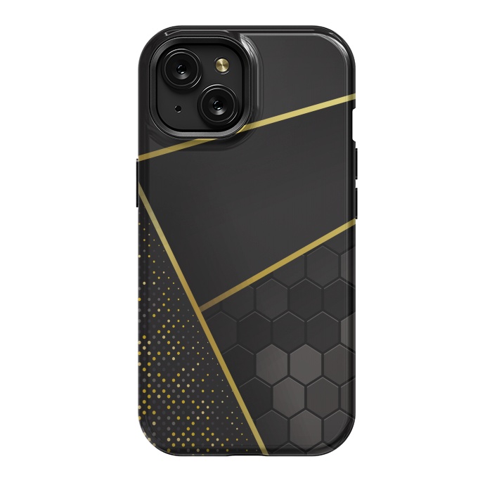 iPhone 15 StrongFit black gold geometrical art by haroulita
