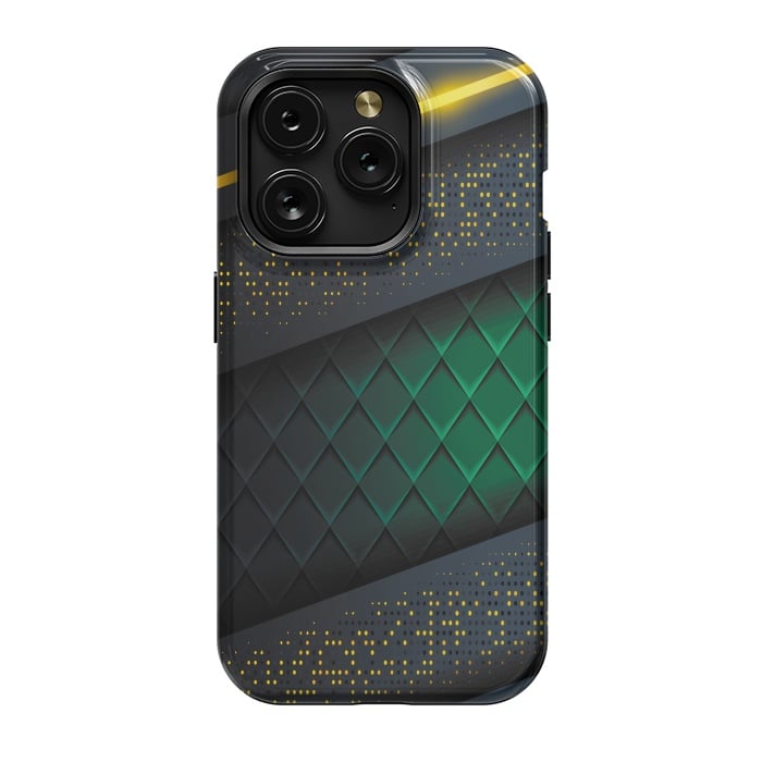 iPhone 15 Pro StrongFit black green geometrical by haroulita