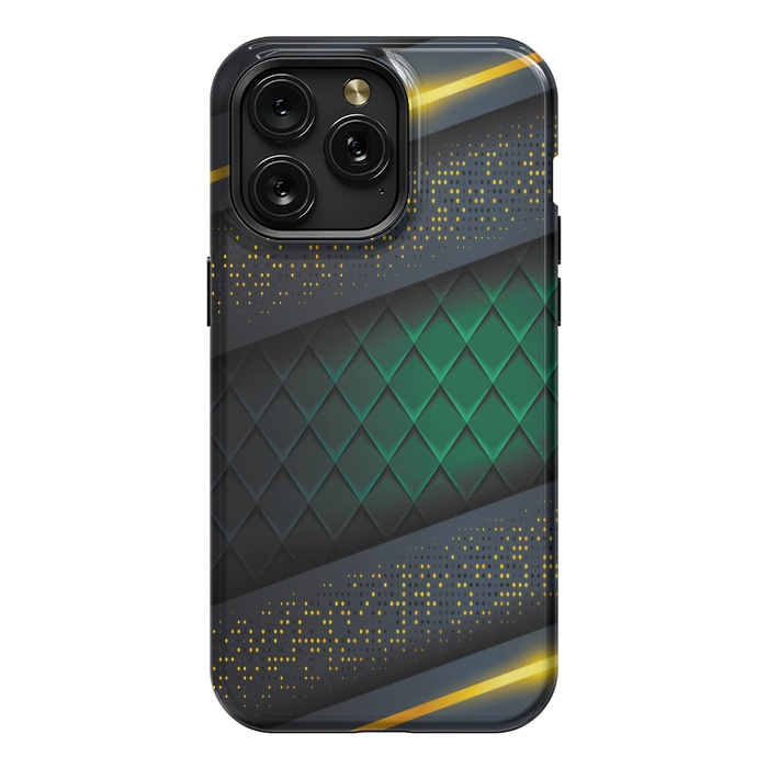 iPhone 15 Pro Max StrongFit black green geometrical by haroulita