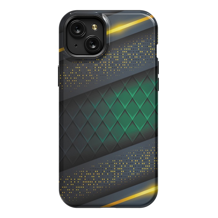 iPhone 15 Plus StrongFit black green geometrical by haroulita