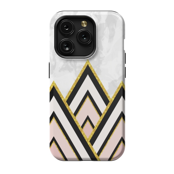 iPhone 15 Pro StrongFit Geometric pink gold triangles by Jms