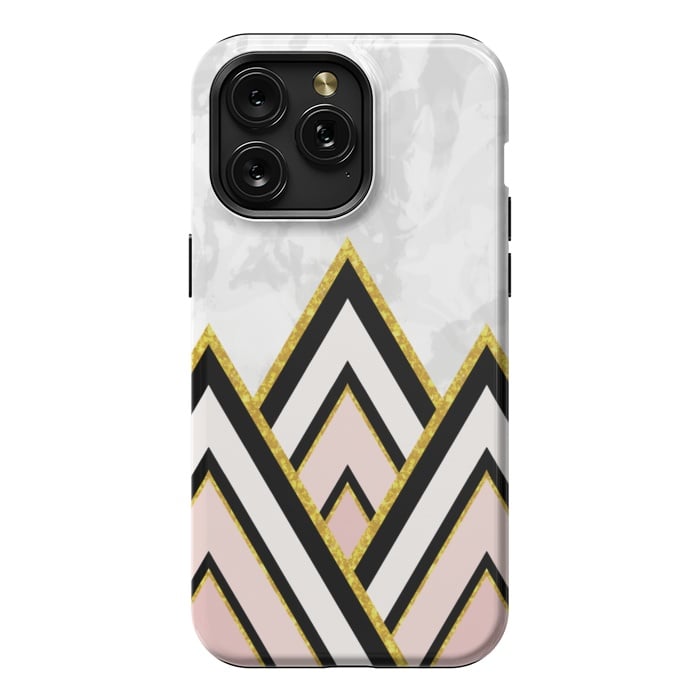 iPhone 15 Pro Max StrongFit Geometric pink gold triangles by Jms