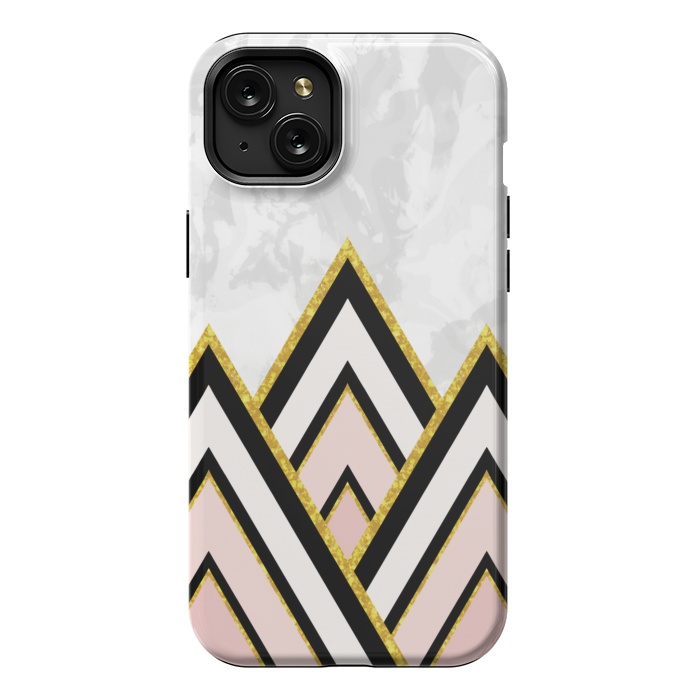 iPhone 15 Plus StrongFit Geometric pink gold triangles by Jms