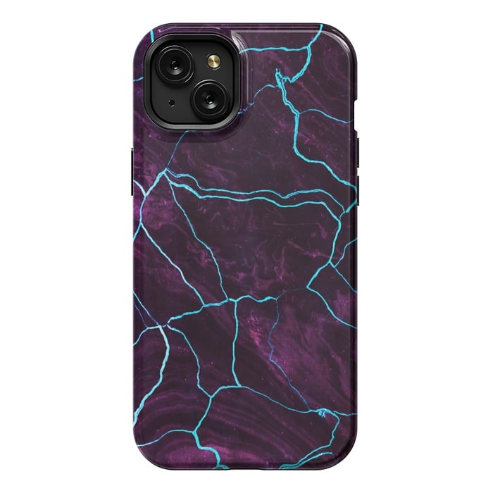 iPhone 15 Plus StrongFit Metallic dark purple marble by Oana 