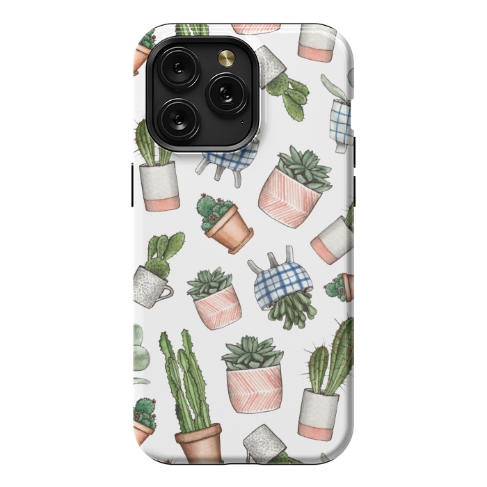 iPhone 15 Pro Max StrongFit watercolor houseplants in pots by Alena Ganzhela