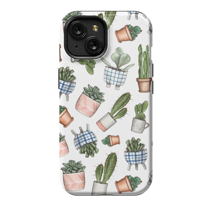 iPhone 15 StrongFit watercolor houseplants in pots by Alena Ganzhela